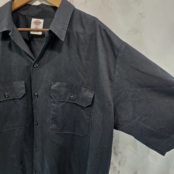 Dickies Shirt Mens XL Black Short Sleeve Button Up Shop Mechanic Workwear - Picture 9 of 10